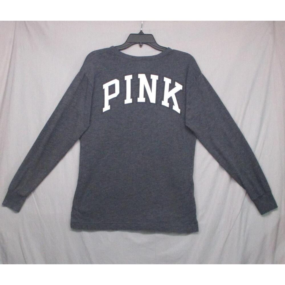 PINK Victoria's Secret Grey Long Sleeve Button Placket Henley Shirt Size XS